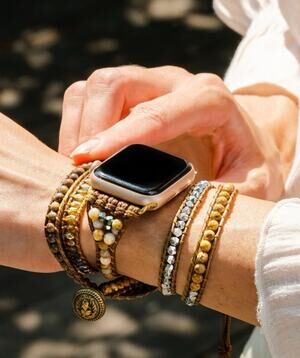 Boho Beaded Apple Watch Band | Cape Diablo | Agate & Green Opal | Unisex